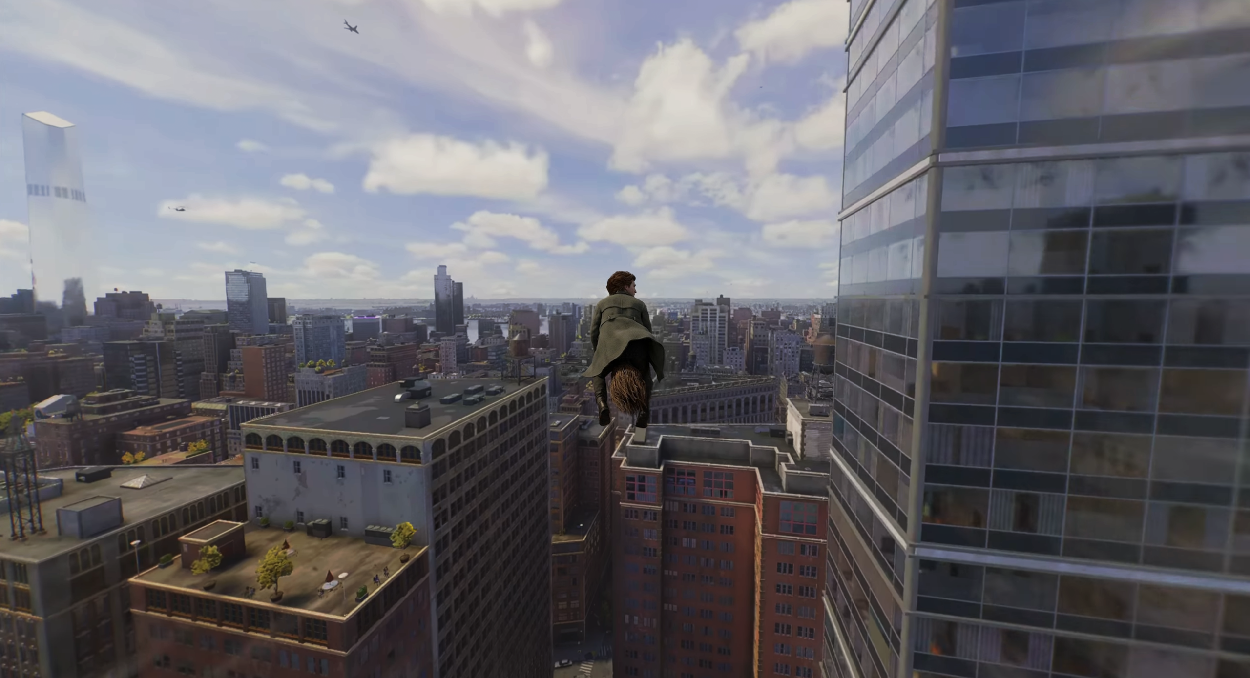 Underlight Sorcerer flying his broom above the city